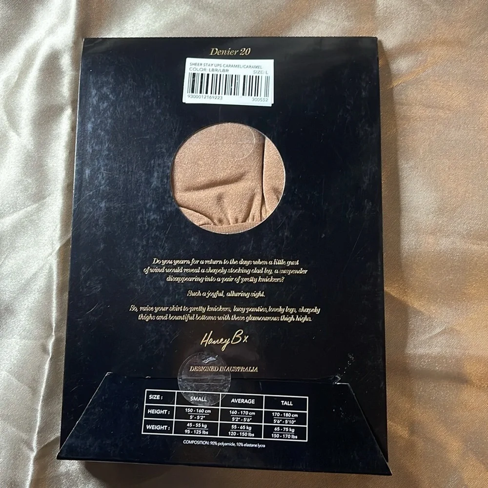 Honey Birdette Caramel Sheers Thigh High Stockings - Picture 2 of 2